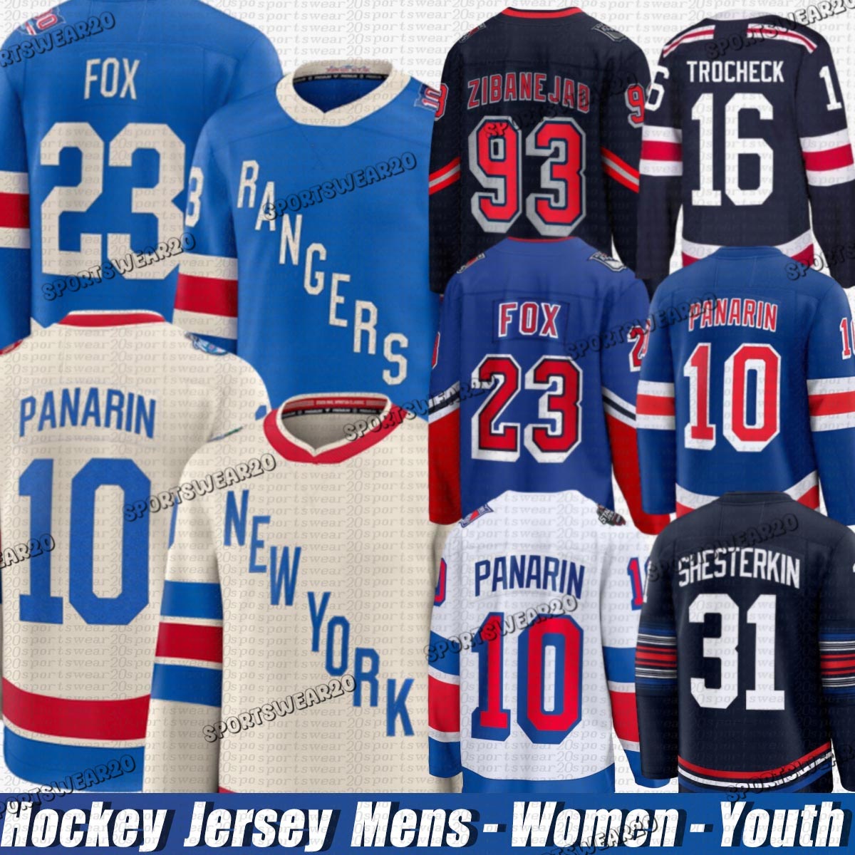 #10 Artemi Panarin #23 Adam Fox NY Ranger jersey #31 Igor Shesterkin #20 Chris Kreider #16 Vincent Trocheck #13 Alexis Lafreniere #73 Matt Rempe Hockey Jerseys