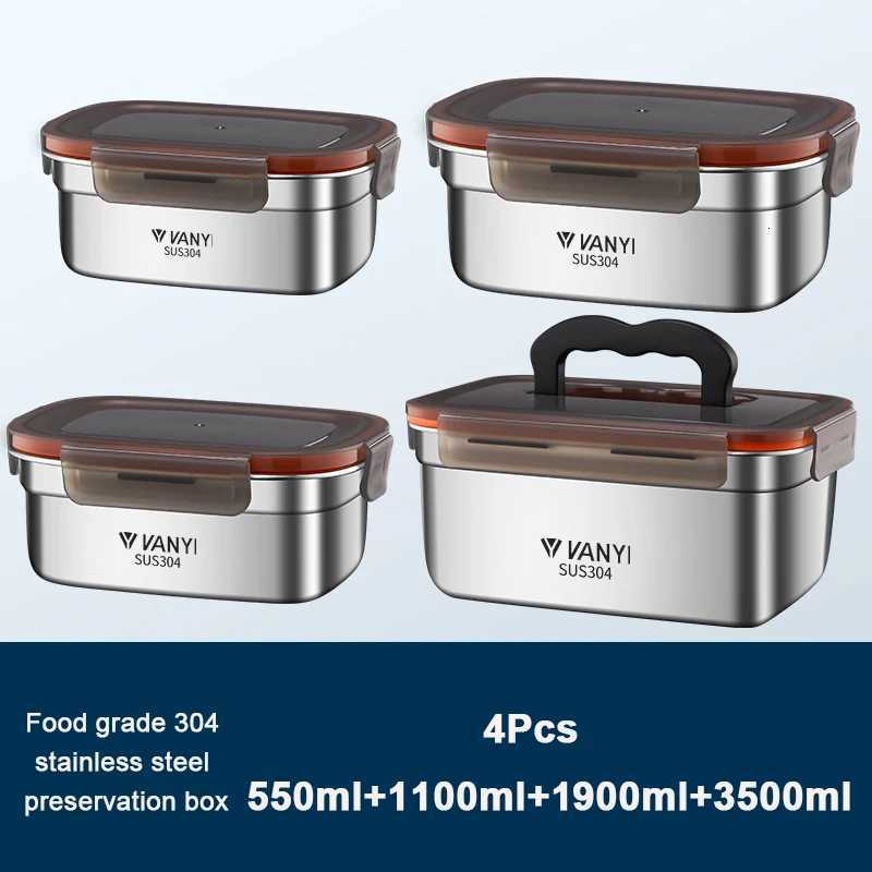 304 Stainless Steel Lunch Box Travel Leakproof Bowls Home Containers Microwave Heating Lunchboxs Big Capacity Food LunchboxM251121