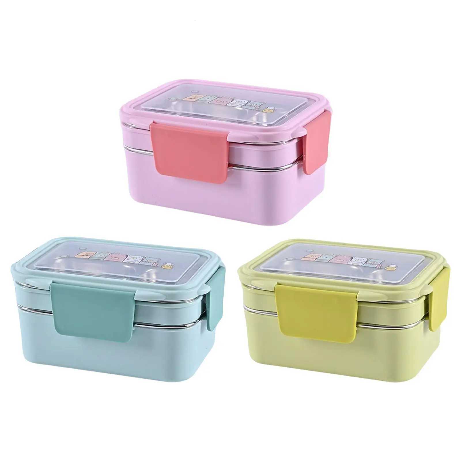 2 Layer Stainless Steel Bento Box with Divided Compartments Insulated Thermal Salad Lunch Container Food Container for TravelM251121