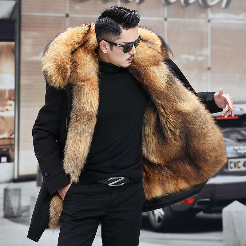 Parka Detachable Winter New Men's MidLength Inner Lining Faux Mink Fur Coat