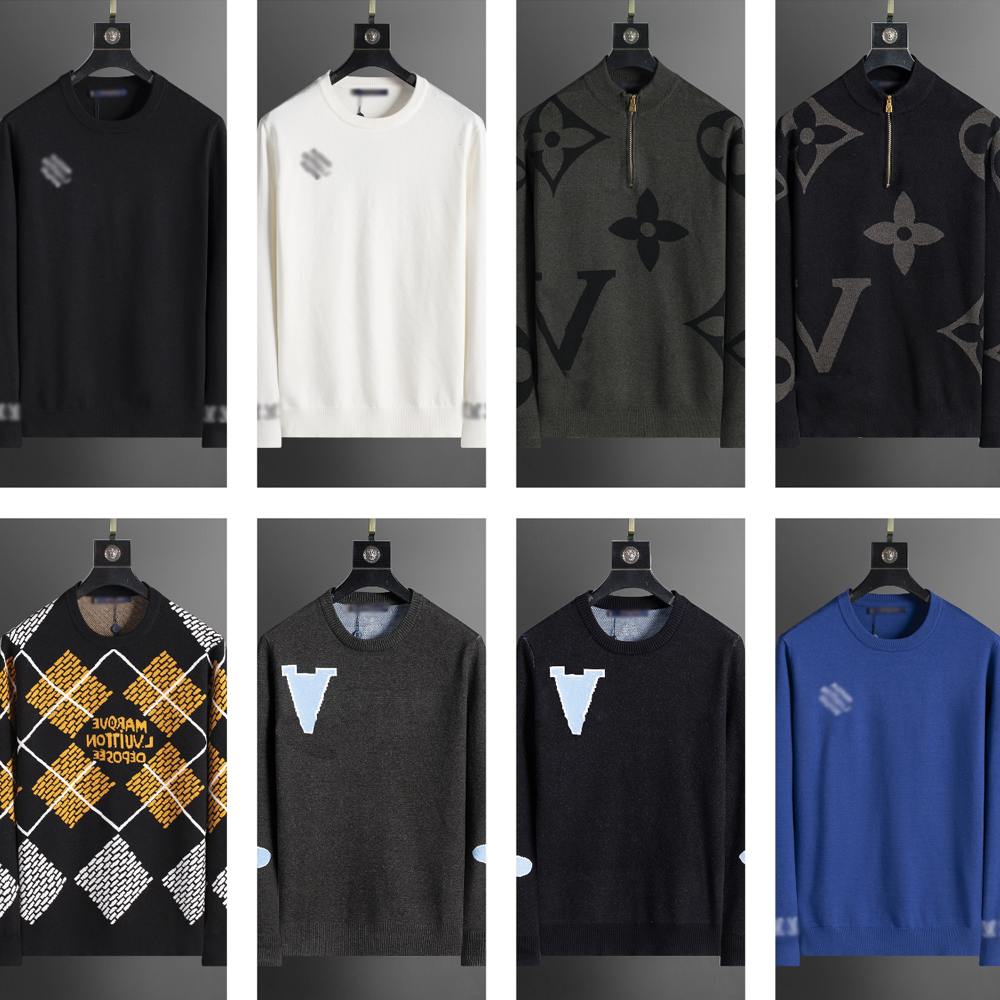 Designer Wool Sweater Embroidery Round Neck Long Sleeved Knit Slim Fit Thickened Solid Color Winter Sweater Classic Luxury Brand R1