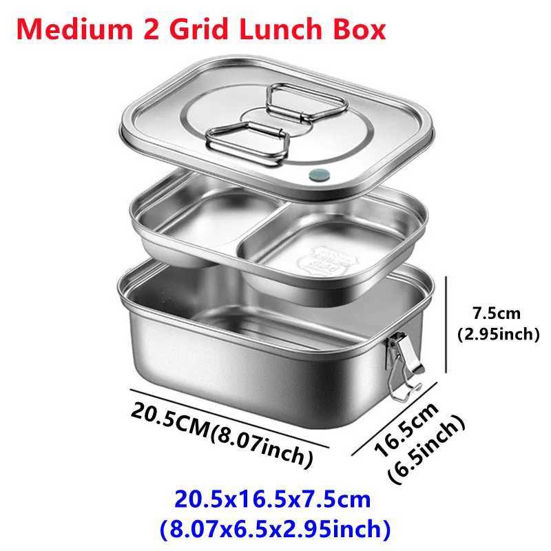 304 Stainless Steel Lunch Box Food Container Bento Box For Kids Adult Double Layer Large Capacity Tableware Food Storage BoxM251121