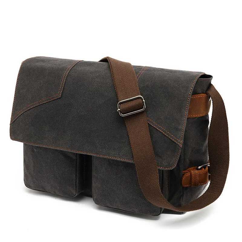 Fashion Scie Mens Vintage Canvas Messenger Bag Man Shoder Side Leather Sahel Bag Husband Briefcase Laptop Travel Cycling BagsK094 Y251121