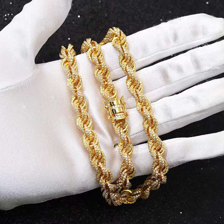 8mm Wide 925 Solid Silver with GRA VVS Moissanite Diamond Rope Cuban Link for Men Necklace