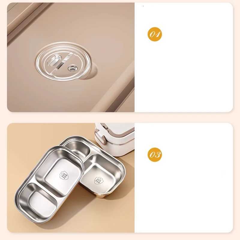 Stainless Steel Thermal Food Container With Bag Set Leakproof Travel Bento Box 1-3 Layer Kids School Lunch Box With CompartmentM251121