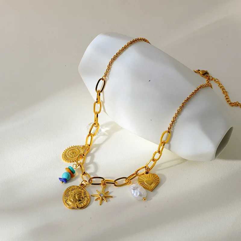 EILIECK 316L Stainless Steel Sun Heart Flower Pendant Necklace 18K Gold Plated Accessories Charm Handmade Jewelry For Women GirlXJ251121