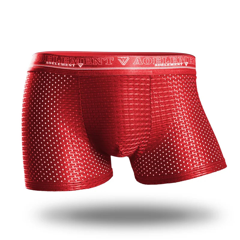Mens Ice Silk Underwear Boxers Mesh Eye Waist Breathable Summer Sexy 250417
