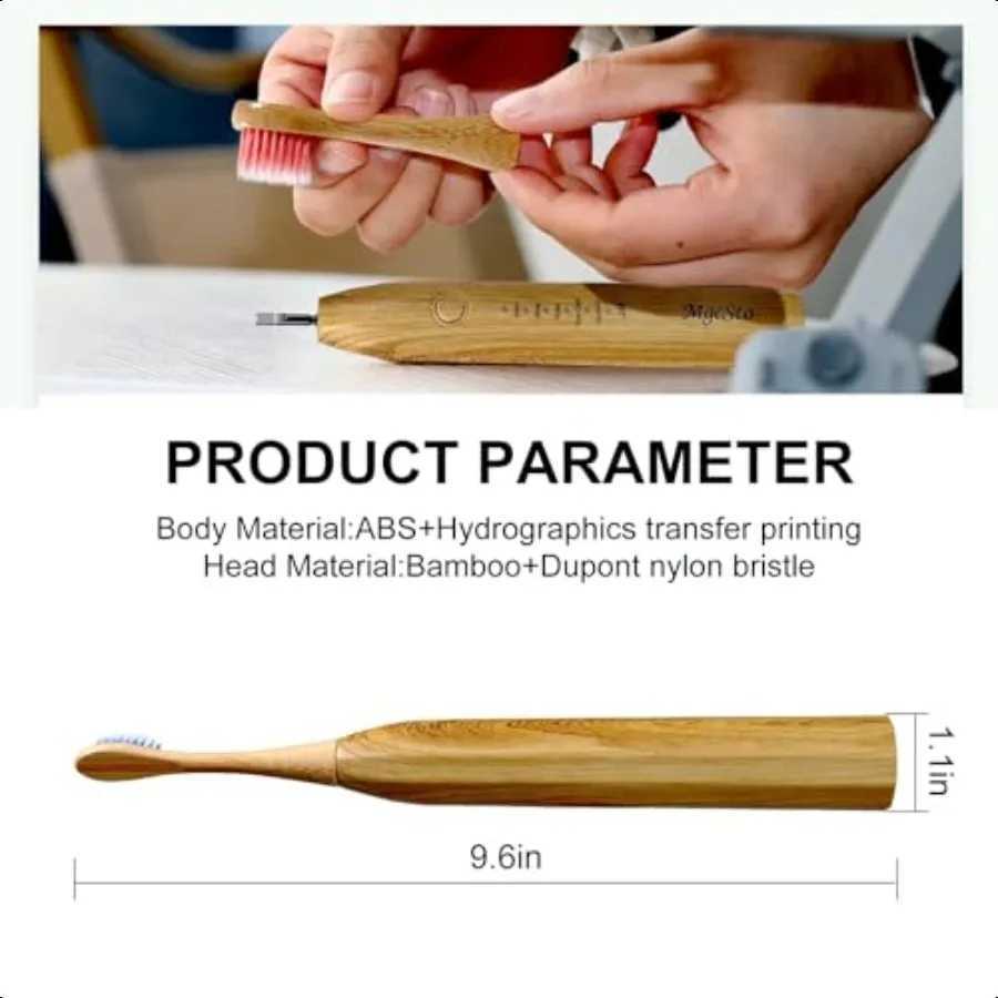 Electric Bamboo Toothbrush Sonic Toothbrush 4 Replaceable Bamboo Brush Heads EcoFriendly IPX7 Waterproof Electric Toothbrush On C251121
