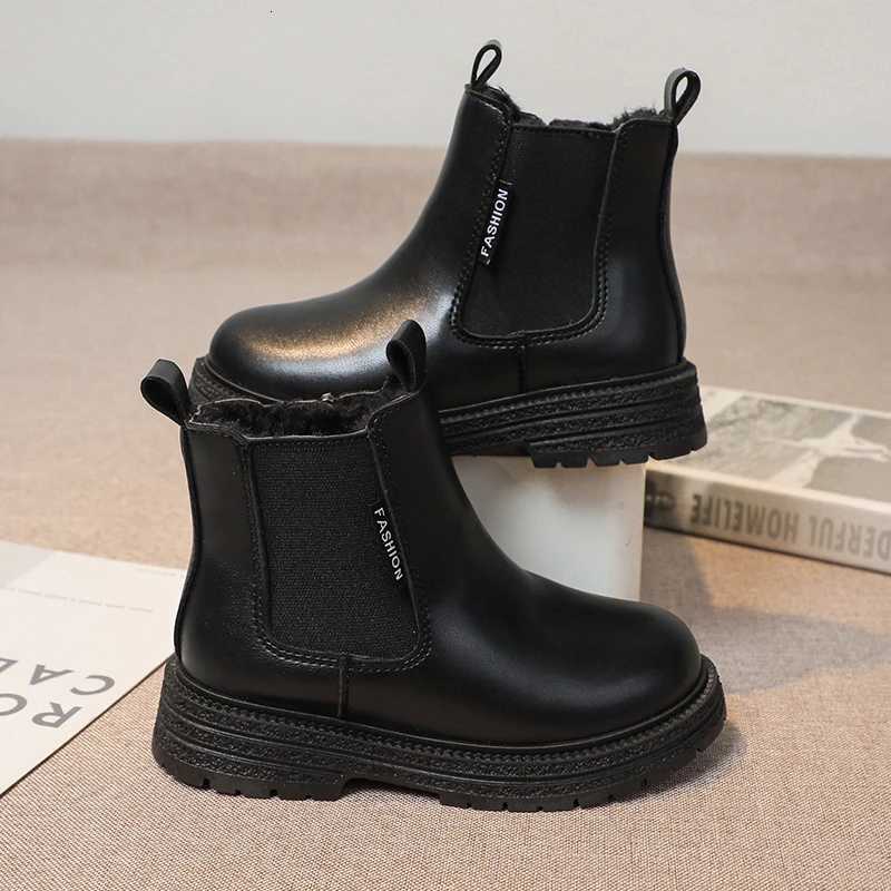 Kids Chelsea Boots for Girls 2025 New Winter Kids Ankle Boots Soft Sole Plush Breathable Lining School Shoes for Girls BootsW251121