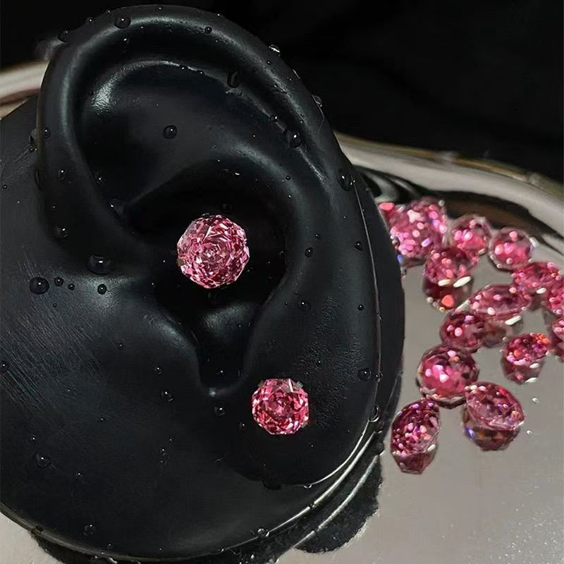Ins Top Sell Clip Earrings Simple Fashion Jewelry 925 Sterling Silver Rose Cut Pink 5A Cubic Zircon CZ Diamond Gemstones Party OL Women Wedding Earrin