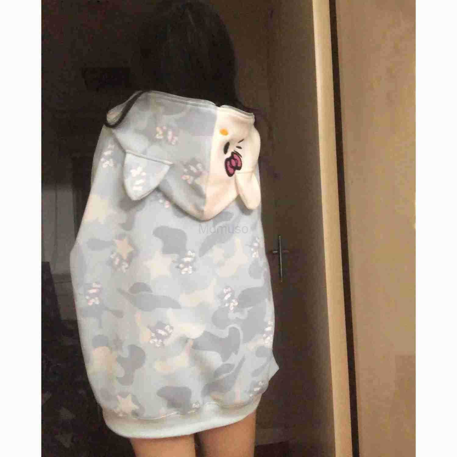 Sanrio Imitation Cotton Milk Silk Autumn Winter College Style Cardigan Zipper Hooded Sweatshirt Women Long Sleeve Loose Coat H251121