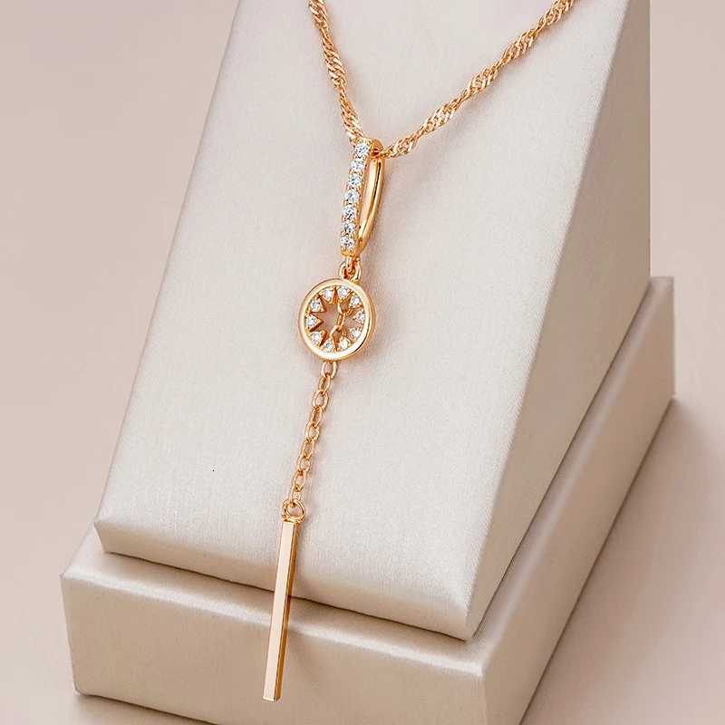 Kinel Hot Fashion Tassel Hollow Pendant Natural Zircon 585 Gold Color Necklace Water Wave Chain Wedding Party Daily JewelryXJ251121