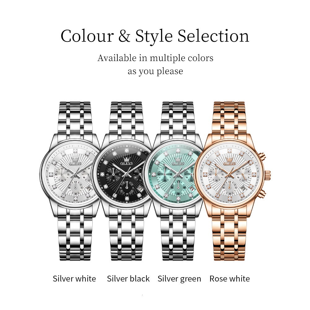 OLEVS Designer Brand Women's Watches Fashionable Watches Multi-functional Chronograph Quartz Women's Watches Luxury Watches Free Delivery An