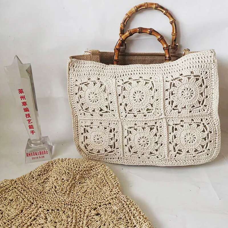 Large Tote Bag Women 2024, Cotton Knitting hot Shopping Bags Female