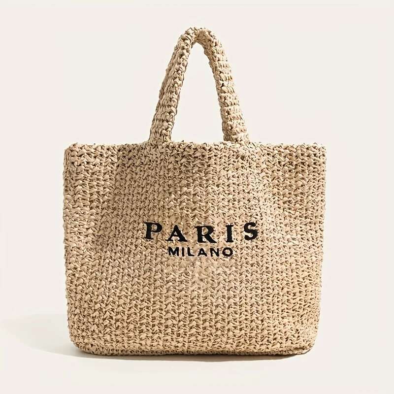 Casual Large Capacity Straw Tote Designer Letters Women Handbags Handmade Woven Summer Beach Bag Big Shopper Purses