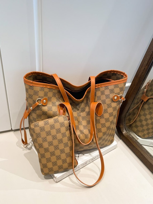 Chessboard Tote Bag Women's Large Capacity Commuter Bag Handheld Shoulder Bag Shopping Bag Bag