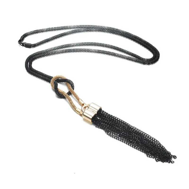 New Arrival Female Pendant Necklace Tassel Long Winter Sweater Chain Necklace Women Necklaces Black Jewelry Wholesale GiftXJ251121