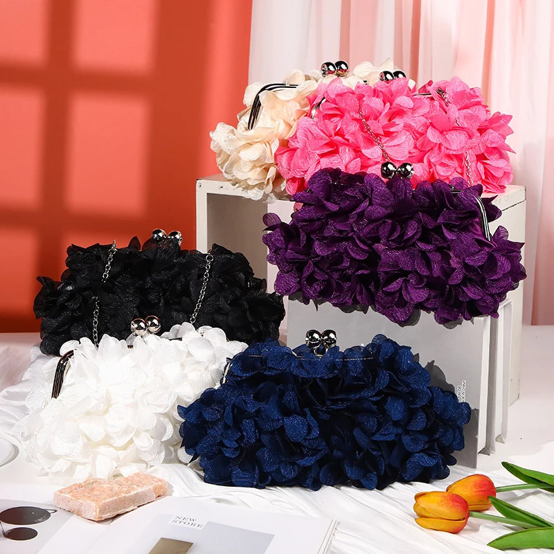 Flower Dinner Purse ner Floral Chain Crossbody Bride Handbag Clutches Woman Petal Evening Party Clutch Wedding Dress Bag 251121