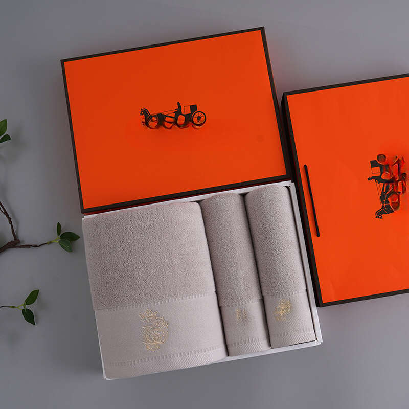 Pure Cotton Bath Towel Box Set Of Three Plain Face Towels Business Gift B2