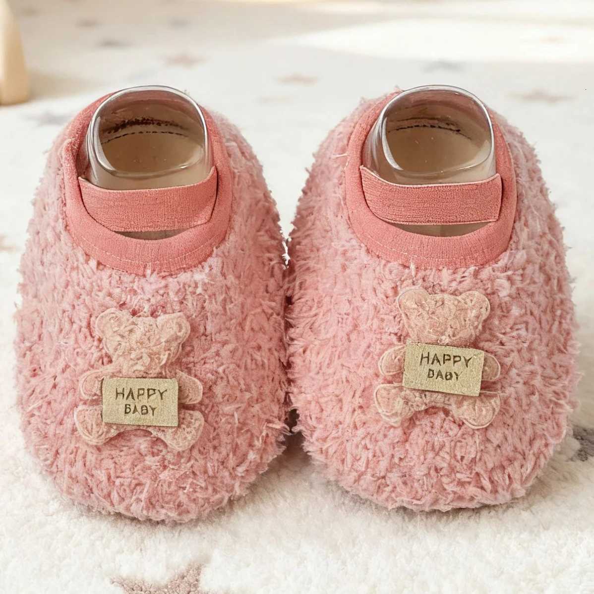 Winter childrens cotton shoes boys teddy bear bags with warm fur cute girls home baby cotton slippersW251121