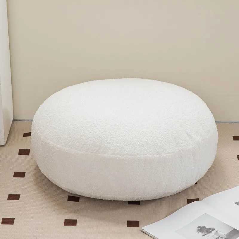 2025 modern solid color comfortable warm household teddy velvet high elastic pp cotton futon bedside cushion round seat cushion C251121