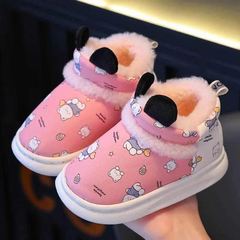 Children Warm Boots Winter New Girls Plus Thicken Velvet Cotton Shoes Girls Waterproof Short Boots Baby Cotton BootsW251121