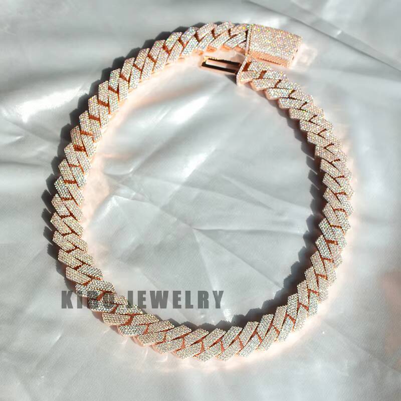 Classic 18MM 4 Row Cuban Necklace Iced Out D Color VVS Moissanite S925 Cuban Chain Custom Hip Hop Moissanite Cuban Link Chain