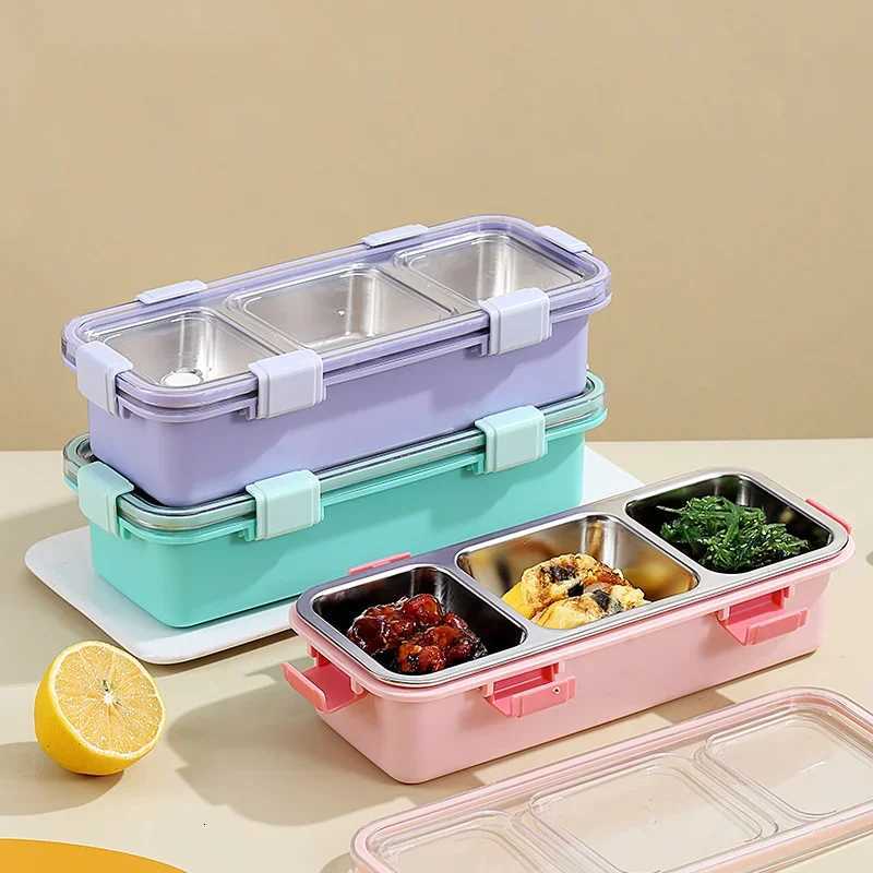 2/3 Compartment Lunch Box Stainless Steel Bento Box with Soup Bowl Portable Childrens Snack Box Food Storage ContainerM251121