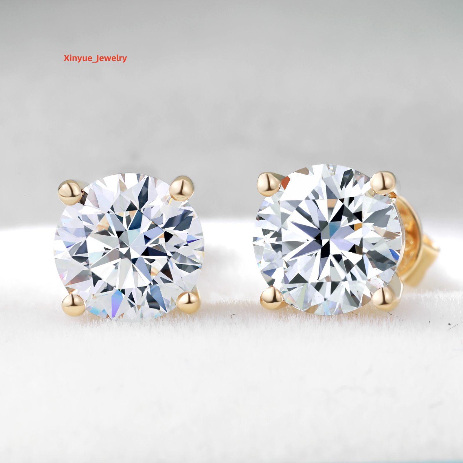 USA Warehouse Wholesale Jewelry Classic 18K Gold Plated 925 Sterling Silver VVS Moissanite Diamond Stud Earrings Men Women