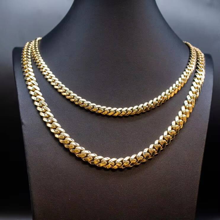 2025 Hot Sale Hip Hop 10k 14k 18k Gold 8mm Cuban Link Chain Iced Out Hip Hop Fine Jewelry Men Necklace