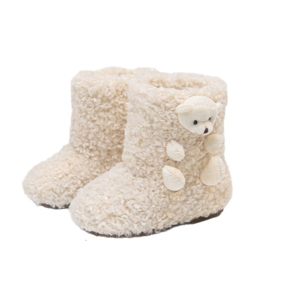 New designer shoes Children s Furry Boots Autumn Winter New Girls Cute Bear Cotton Boots Warm Snow Boots Soft Sole Fleece Short Boots