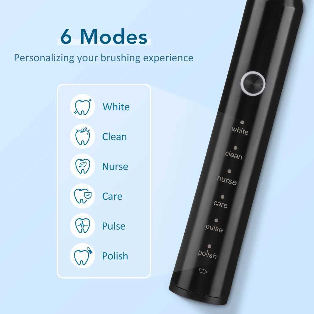 Sonic Electric Toothbrush with 4 Soft Heads USB Rechargeable Smart Whitening Tooth Brush Adult Cleaning Teeth Brush Waterproof C251121