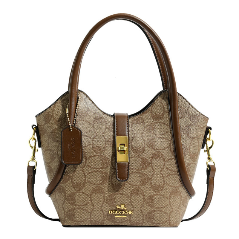 Designer bag free shipping 2025 new fashionable bucket bag premium texture printed large capacity single shoulder crossbody bag for womens