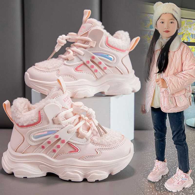 Fashion Winter Children Shoes Girls Plush Sneaker Luxury Kids Outdoor Cotton Shoes Outdoor Sports Girls Platform Ankle BootsW251121