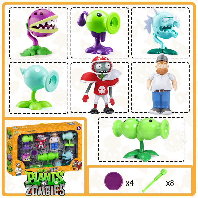 Plants Vs Zombies Licensed Peashooter Battle Figure Set Non-Toxic PVC Role Play Toys Bulk Stock Kids Birthday Party Favors Gifts