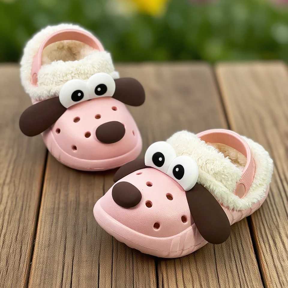 Big eared dog cotton shoes cotton slippers new autumn and winter cotton shoes with plush insulation soft soled shoesW251121