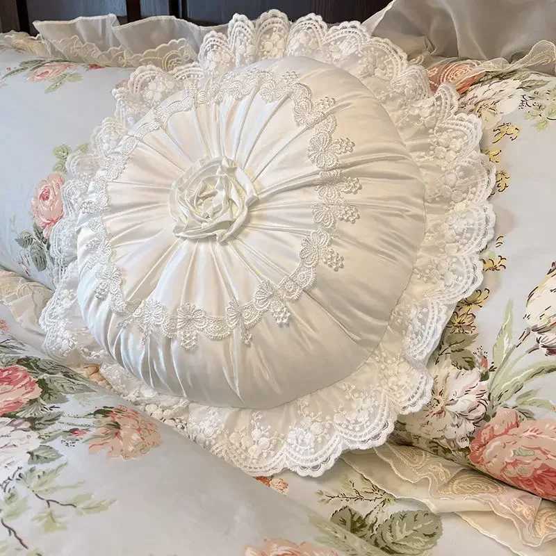 French Round Cushion White Lace Pumpkin Light Luxury Bedroom Living Room Sofa Shape Exquisite Decoration C251121
