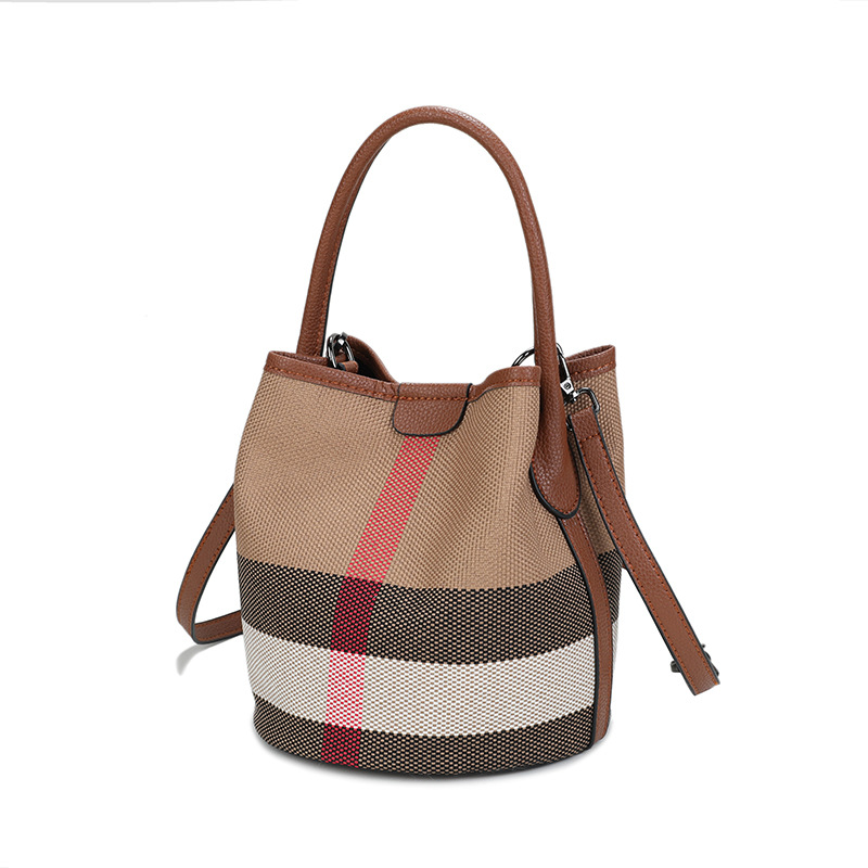 Luxury Bag 2025 autumn and winter hot selling plaid leather bucket bag fashionable and versatile composite bag for women