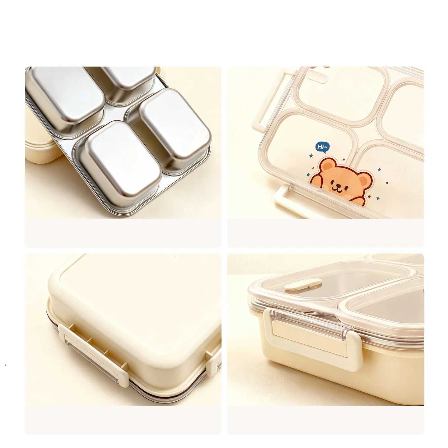 WORTHBUY Large Capacity Bento Box 304 Stainless Steel Divided Lunch Box For Kids Microwave Safe Portable Sealed Lunch ContainerM251121