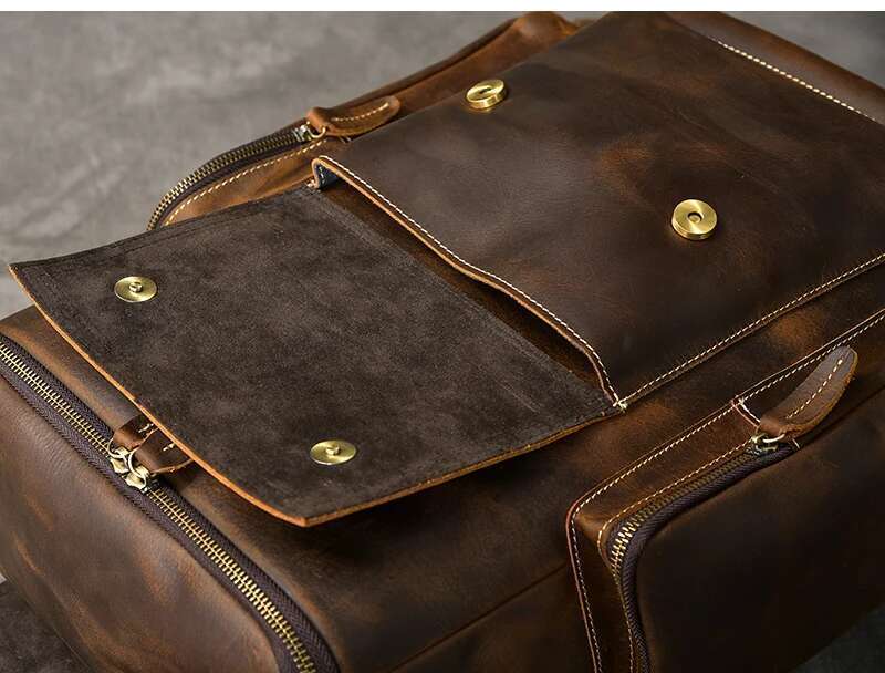 Designer Bag Retro Crazy Horse Leather Men's Backpack Male Computer Bag Large Capacity 15.6 Inch Laptop Bags Genuine Leather Travel Backpacks
