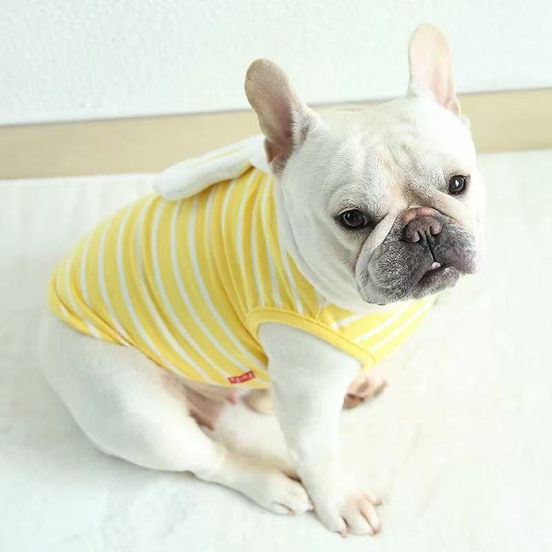T0046Spring and Summer Pet Clothing Cats and Dogs Internet Celebrity White Flame LOGO Bowknot Sleeveless Sweatshirt