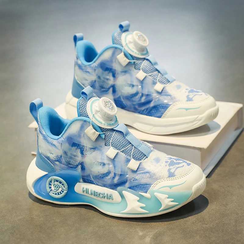 Children Sports Shoes Rotating Buckle Mesh Breathable Casual Outdoor Wear-Resistant Comfortable Flat Sneakers for KidsW251121