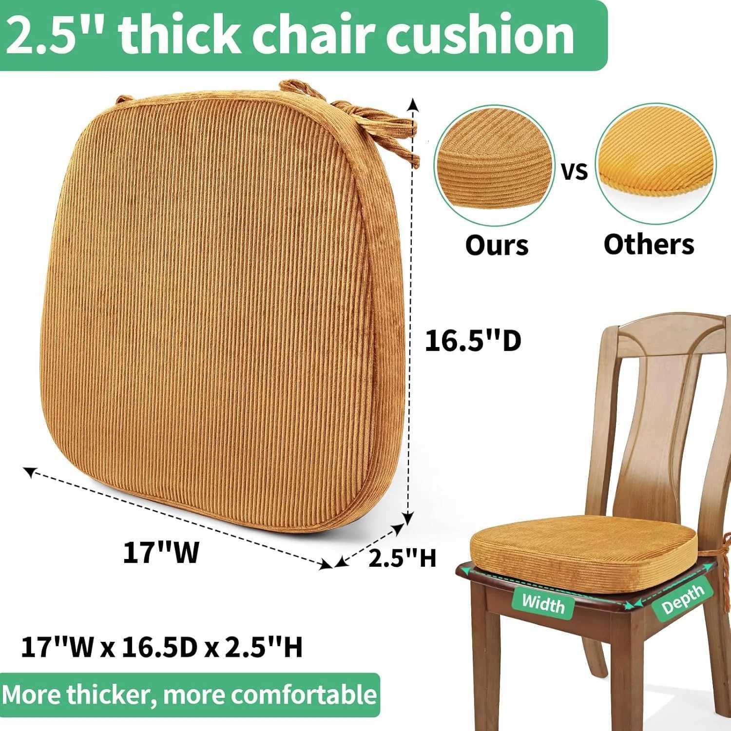 Washable Chair Cushion with Straps Horse Shape Dining Chair Seat for Home Office Seat Cushions Linen Fabric with Removable Cover C251121