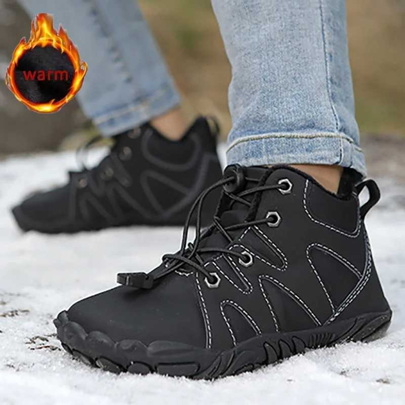 New Winter Kids Barefoot Snow Boot Waterproof Wide Toe High Top Hike Footwear Boys And Girls Thicken Warm Non-Slip SneakersW251121