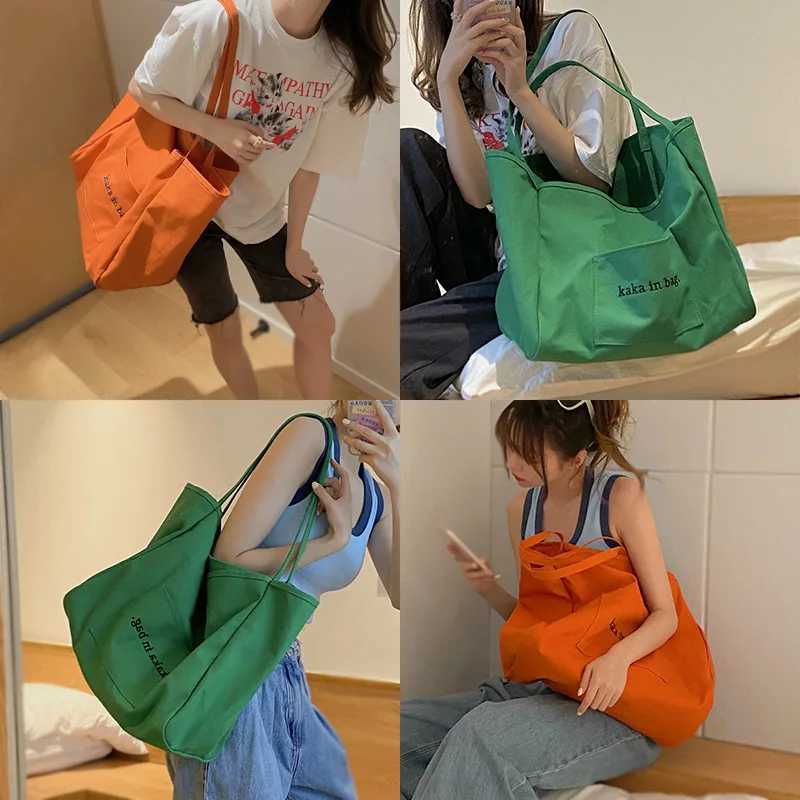 Women Canvas Shoulder Bag Ladies Casual Handbag Tote Bag Large Capacity Cotton Reusable Eco-friendly Shopping Beach BagT251121
