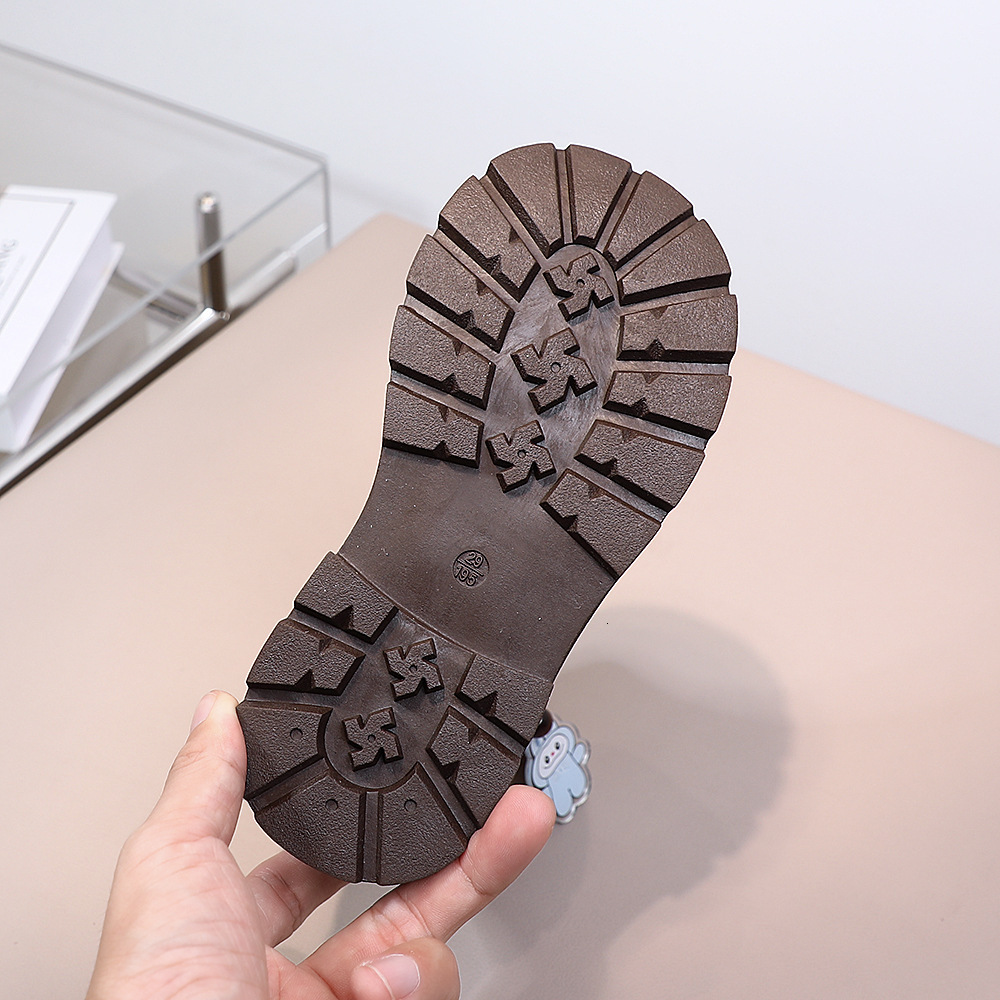 Winter double cotton children's shoes luminous shoes fashionable leather boots fashionable trendy shoes short boots Martin boots casual children&