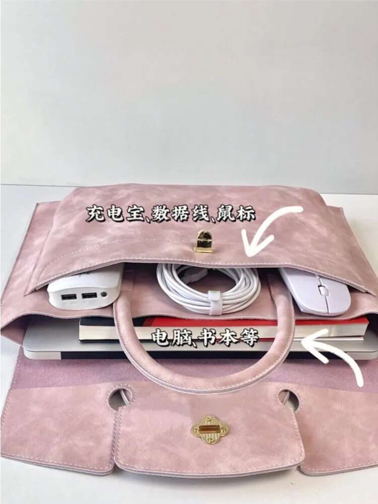 Designer Bag 445 Ins Pink Leather Laptop Sleeve Handbag Case For Book Pro Air 13 13.3 14 15 15.6 Inch Waterproof Computer Bag Notebook Cover