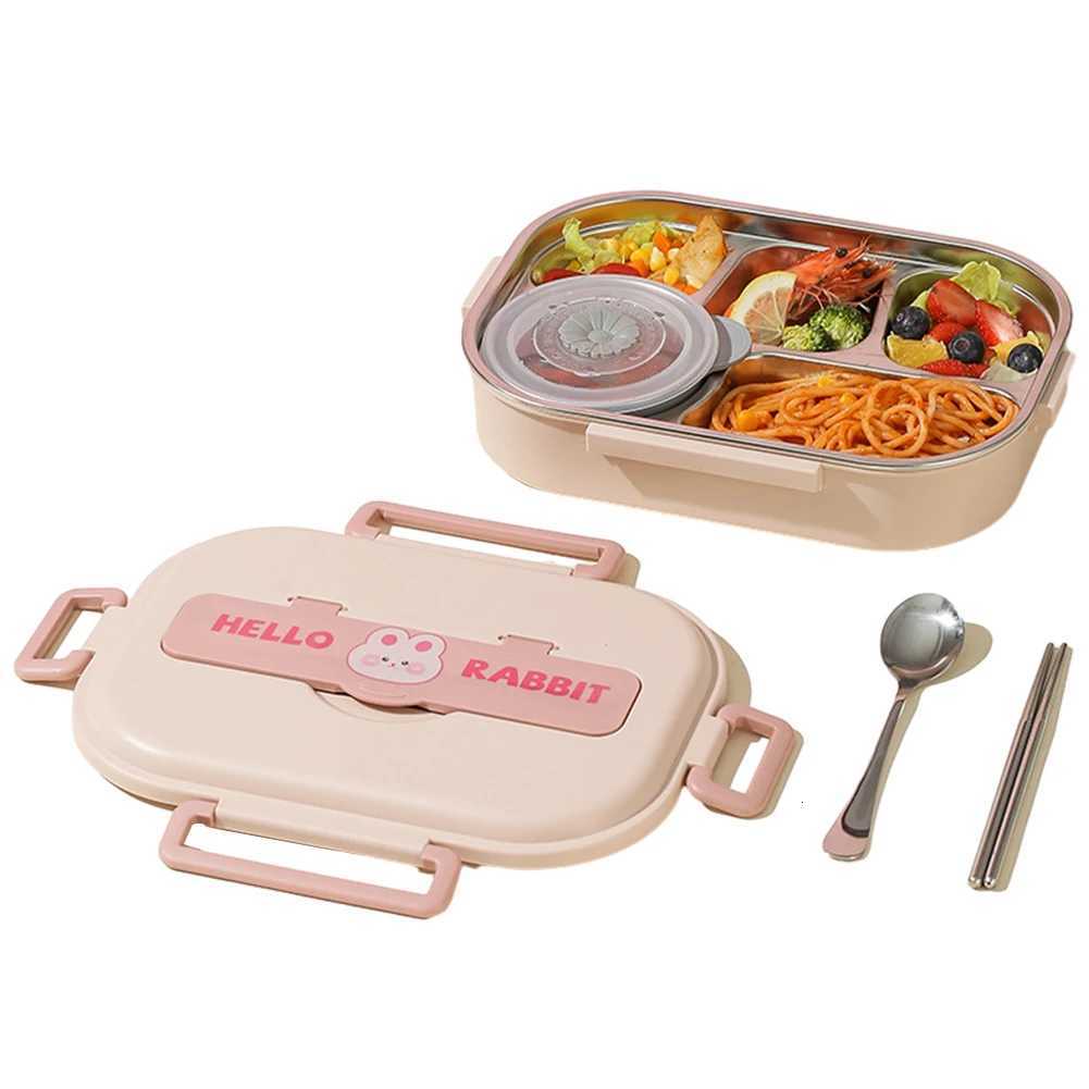 Stainless Steel Leakproof Sealed Food Container Microwave Safe 850/1500ml Thermal Bento Lunch Box Rabbit 2/4/5 Grids for LunchM251121