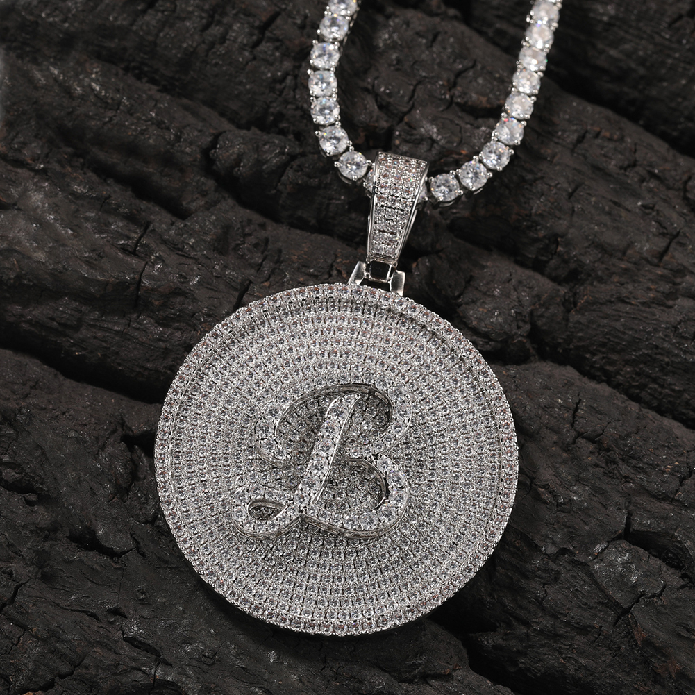 Hip Hop Custom A-Z Letter Pendant Necklace Full Zircons 18k Real Gold Plated Mens Jewelry