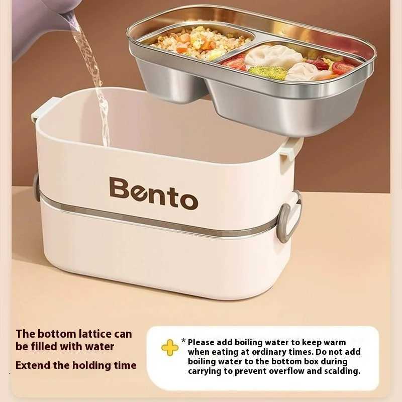 900ML Packed Lunch Microwave Available Lunch Box Picnic Salad Office Adults Student Thermal Insulation Stainless Steel Lunch BoxM251121